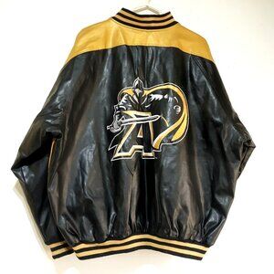 Steve & Barrys XXL Army Black & Gold Faux Leather Jacket